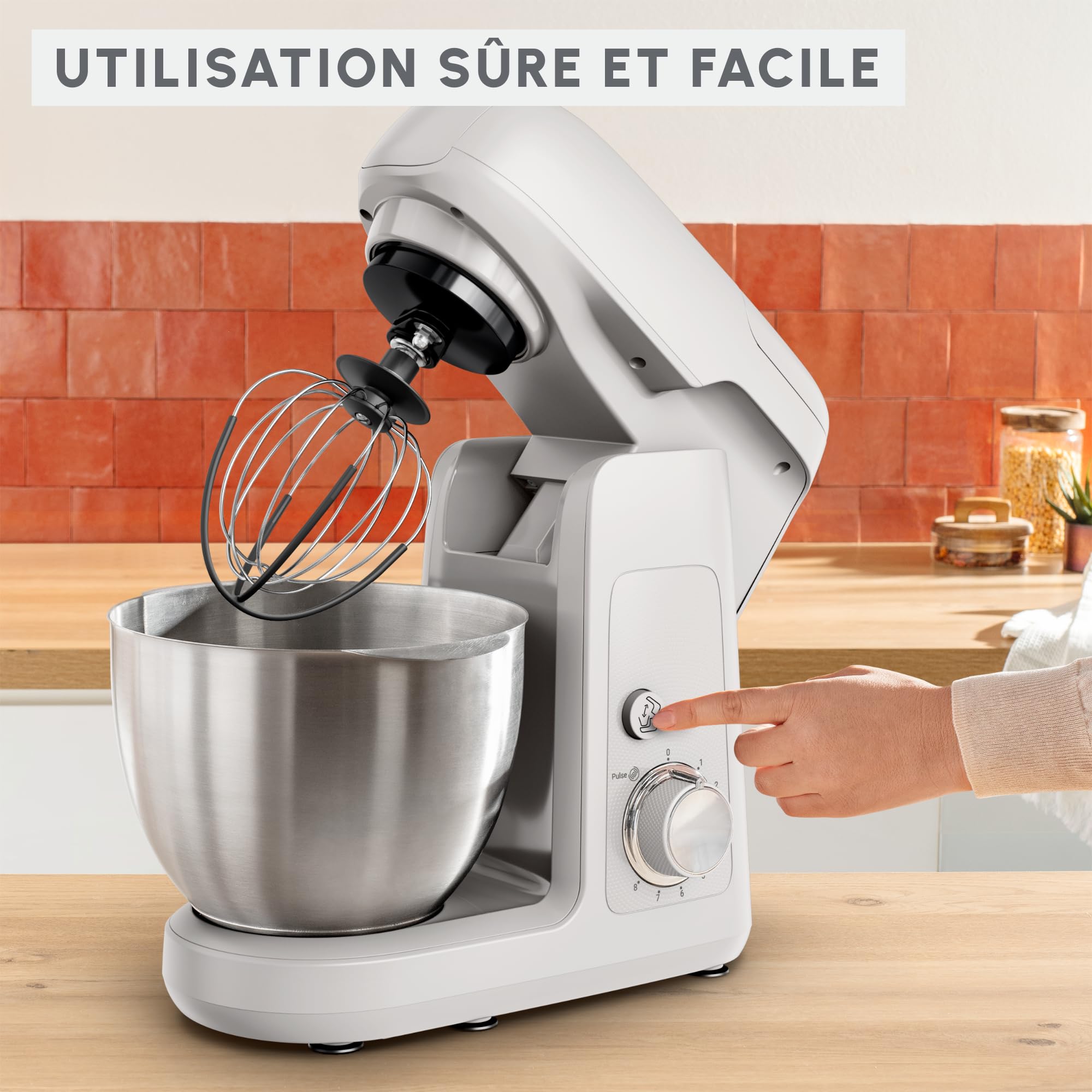 Moulinex Bake Partner, Kitchen Machine, potente amasadora planetaria de 1100 W, rendimiento duradero, kit de accesorios BakeGood, QA521B25