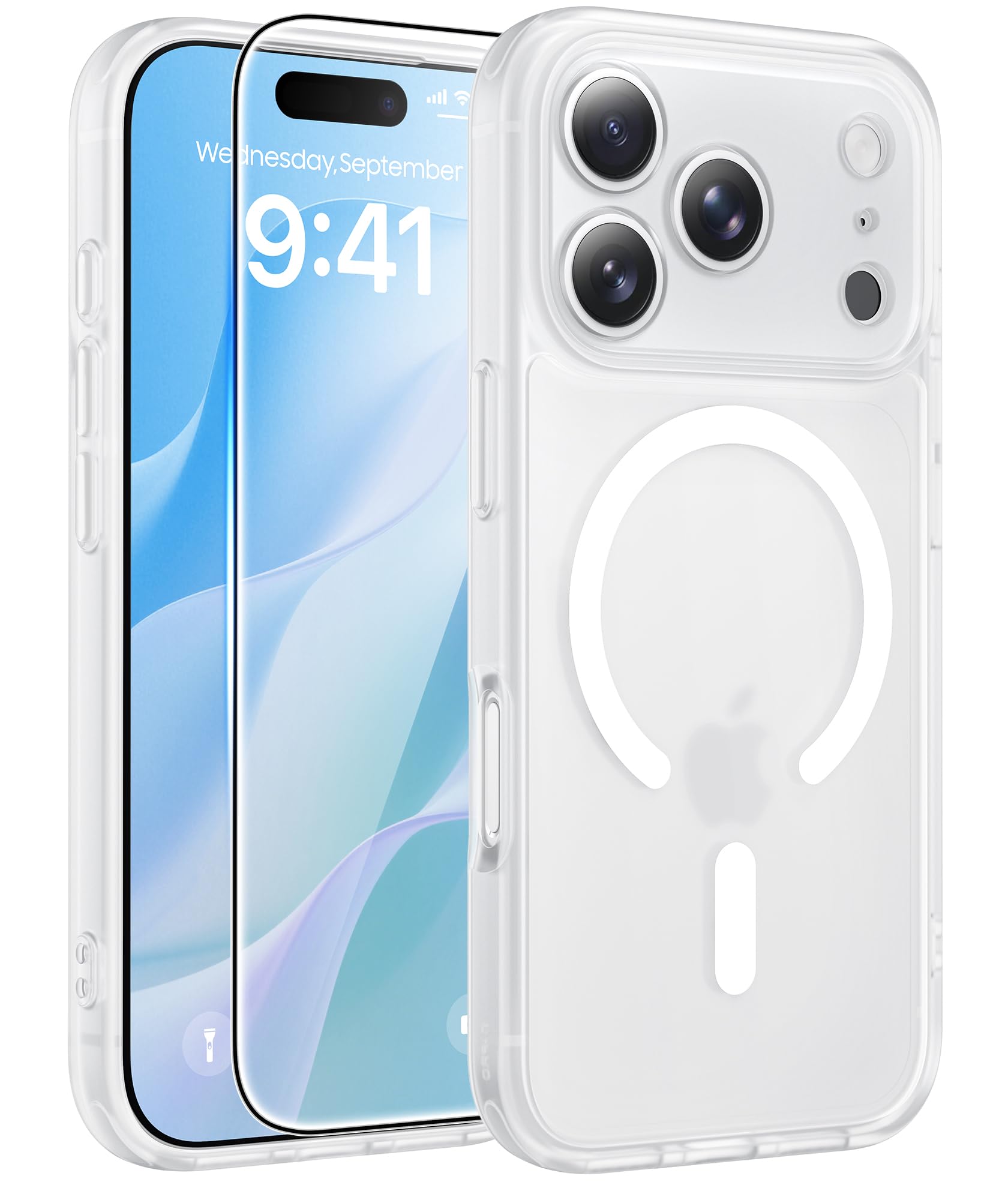Photo 1 of ***MISSING PARTS*** FNTCASE for iPhone 17 Pro Case: [Compatible with Magsafe] Translucent Matte Cases with [Full Camera Protection] [Screen Protector] Military Grade Shockproof Protective Phone Cover - White