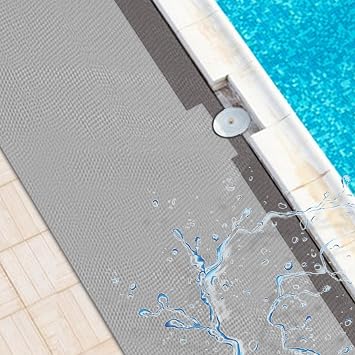 Non Slip Pool Mat for Pool Bottom, Thicker Swimming Pool Ladder Mat, Under Pool Bottom Pad for Above Ground Pool, Pool Mats for Deck, Pool Ground Mats Swim Mat Pool Stair Mat,Gray,3x10ft