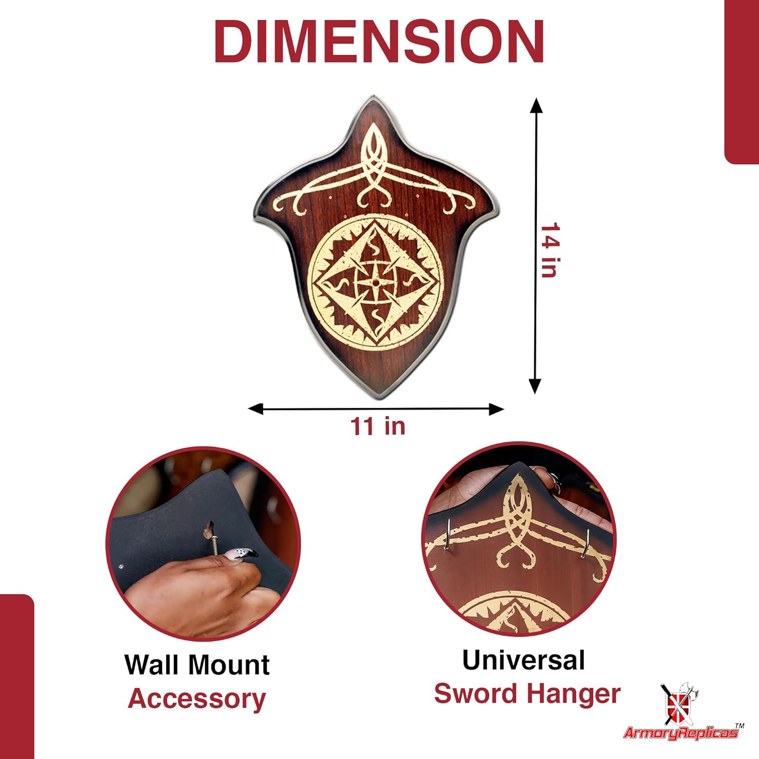 Armory Replicas™ Medieval Ancient Tribal Golden Universal Wall Sword Plaque Display