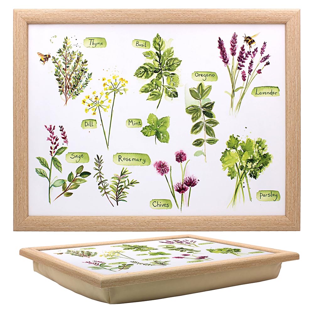 Tamersgifts Cushioned Laptrays Lap Tray TV Dinner Bean Bag Padded Cushion Gift (Herb Flowers Lap tray) โ image 1