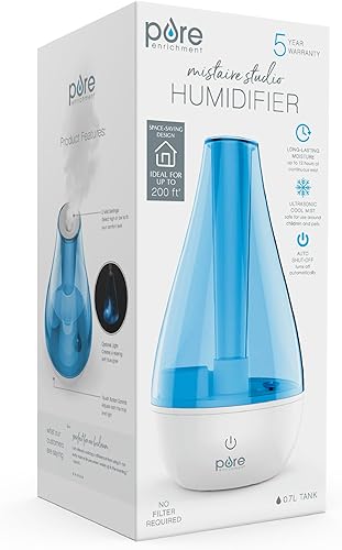 Vista 23 de Pure Enrichment MistAire Humidificador ultrasónico premium con tanque de agua de 1.5L, funcionamiento silencioso, apagado automático y función