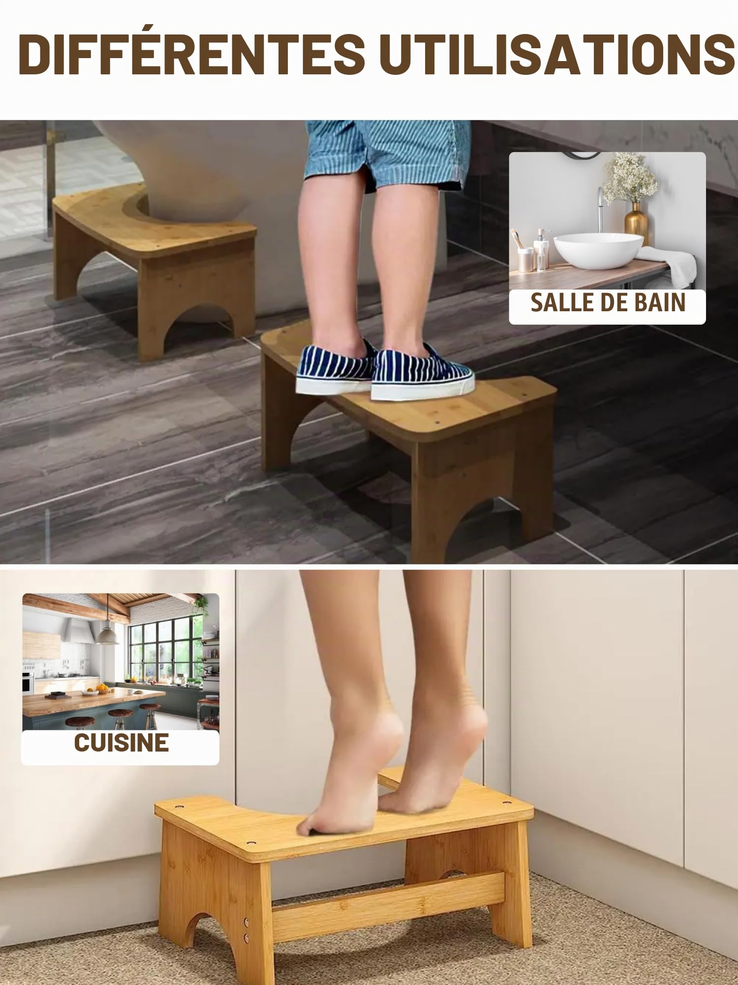 MAGIC SELECT Tabouret de Toilette en Bois, Marche Ergonomique pour Salle de Bain, Multifonctionnel. Aide la Posture Naturelle des Dépôts Soulage l’intestin pour Les Enfants et Les Adultes.