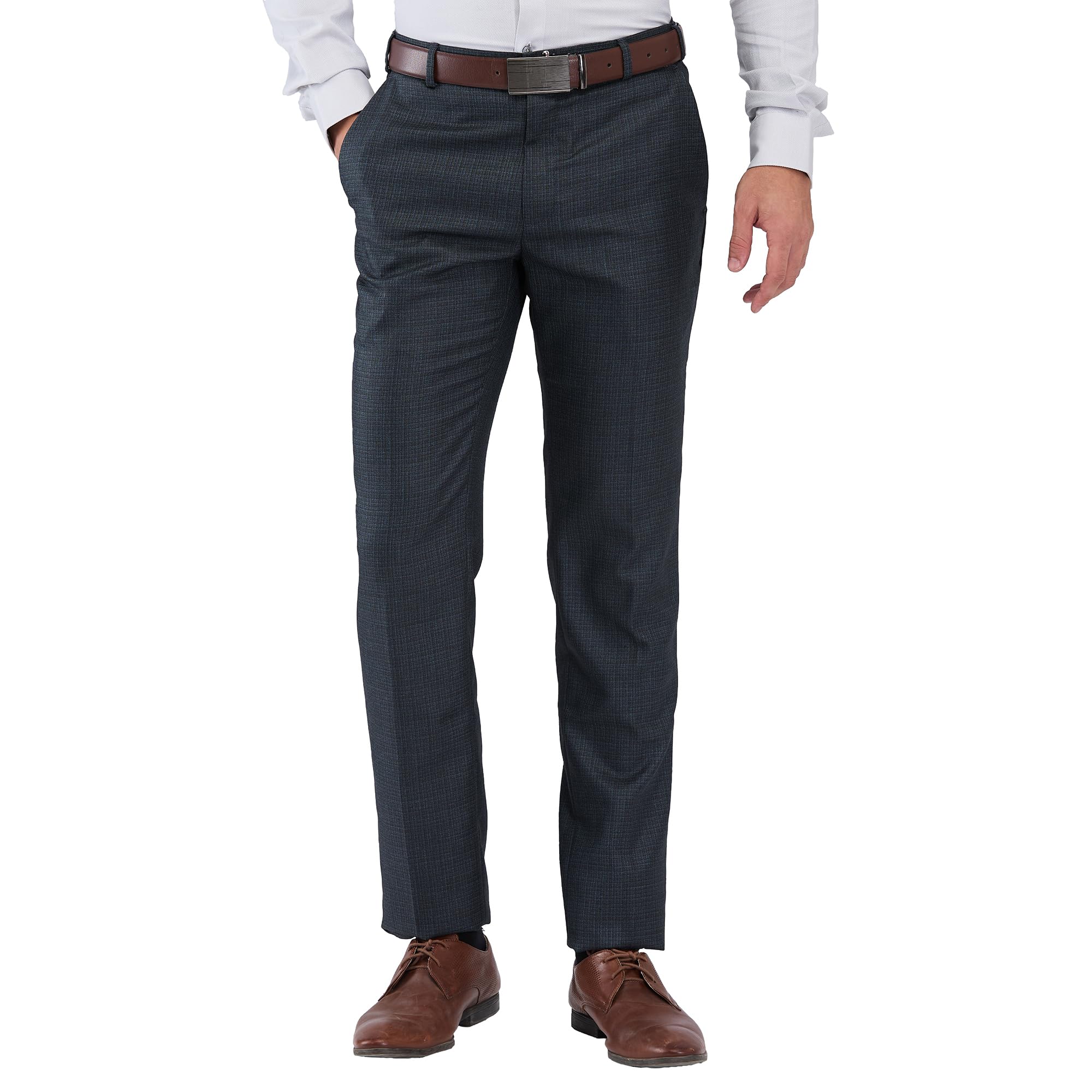 raymond Men's Slim Fit Structure Pattern Poly Viscose Blend Flat Front Formal Trouser-picture-34