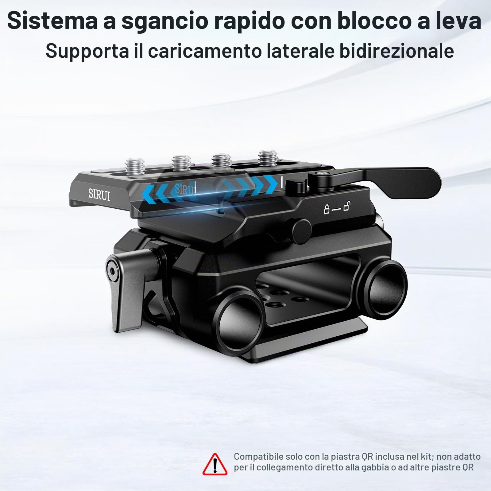 SIRUI Video di Supporto per Guida da 15mm con Piastra a Sgancio Rapido Tipo Arca, Piastra Base per Fotocamera con Doppi Morsetti per Treppiede, Attrezzatura per Spalla, Follow Focus, AM-QA-LR