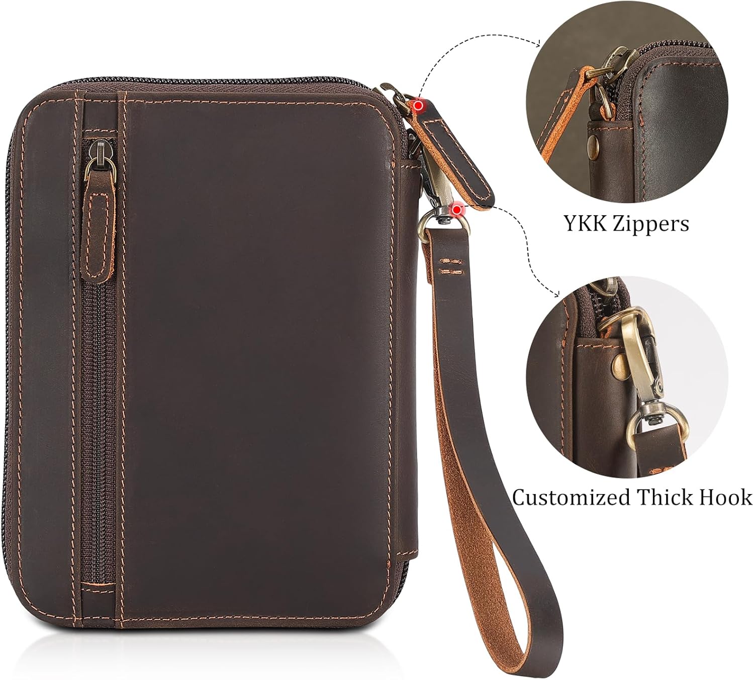 Polare Full Grain Leather Family Passport Wallet for 4 Passports, RFID Blocking Bifold Passport Cover Travel Document Organizer Holder for Women and Men (Dark Brown with AirTag Slot) - Image 6