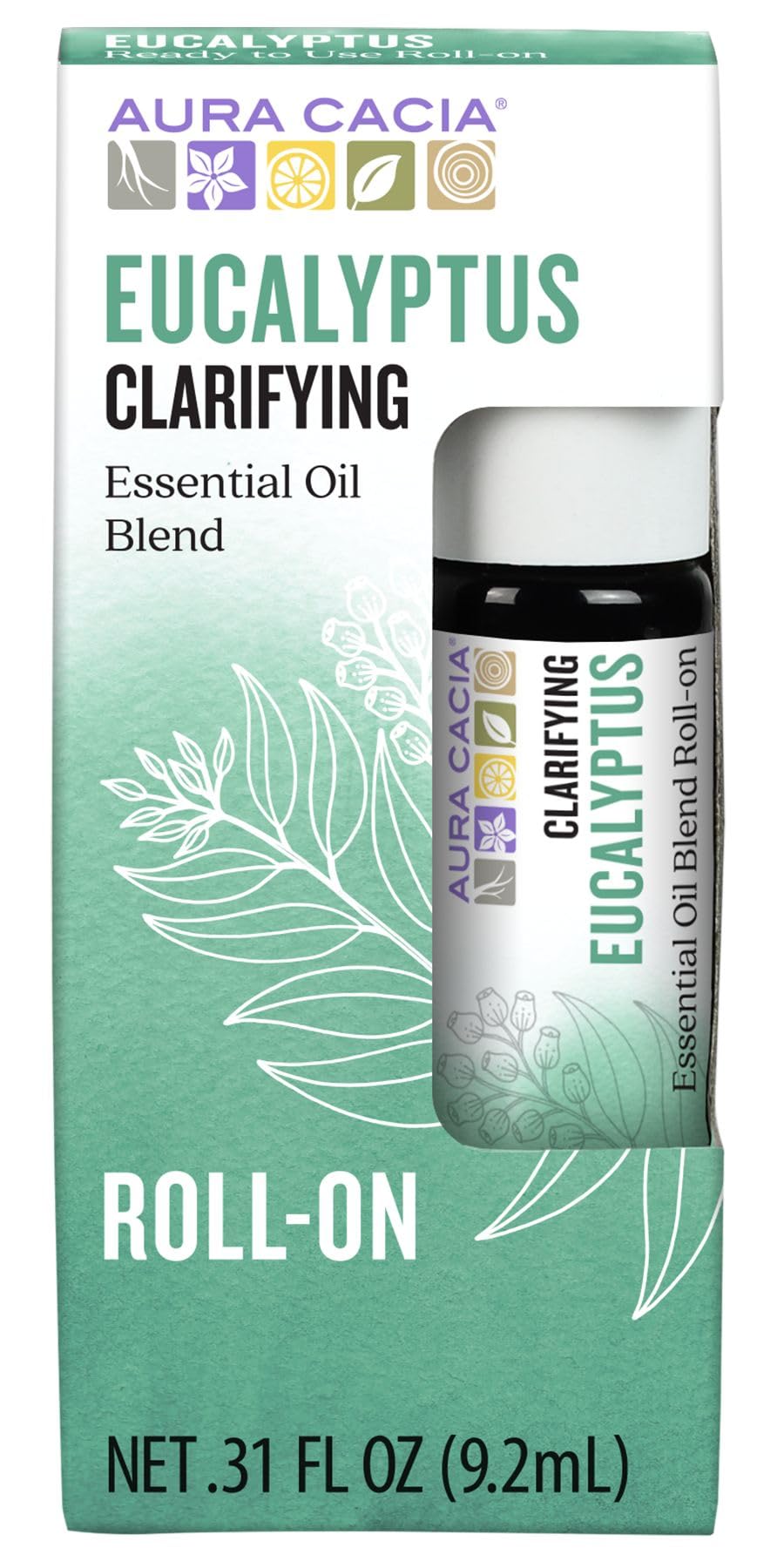 Aura Cacia Eucalyptus Roll-On | GC/MS Tested for Purity | 9.2 ml (0.31 fl. oz.)