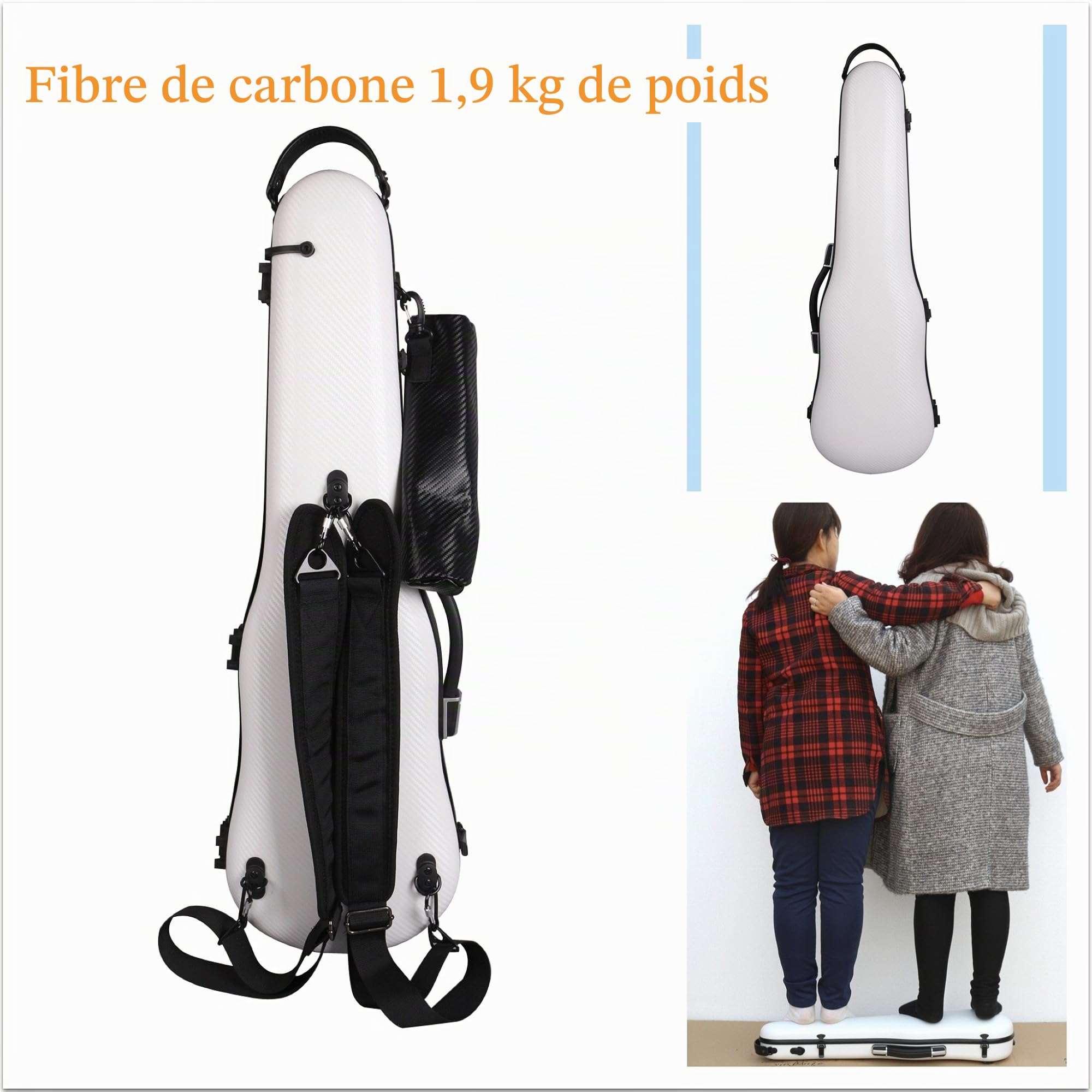 yinfente Étui pour Violon 4/4 en Fibre de Carbone léger et Solide