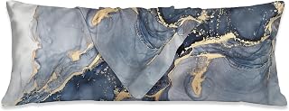 Body Cooling Pillow Cases Cover,Luxury Abstract Marble Body Pillow Cover Satin Pillowcase for Hair and Skin,Soft Long Pillow Cover with Zipper Closure 20x54 Inches