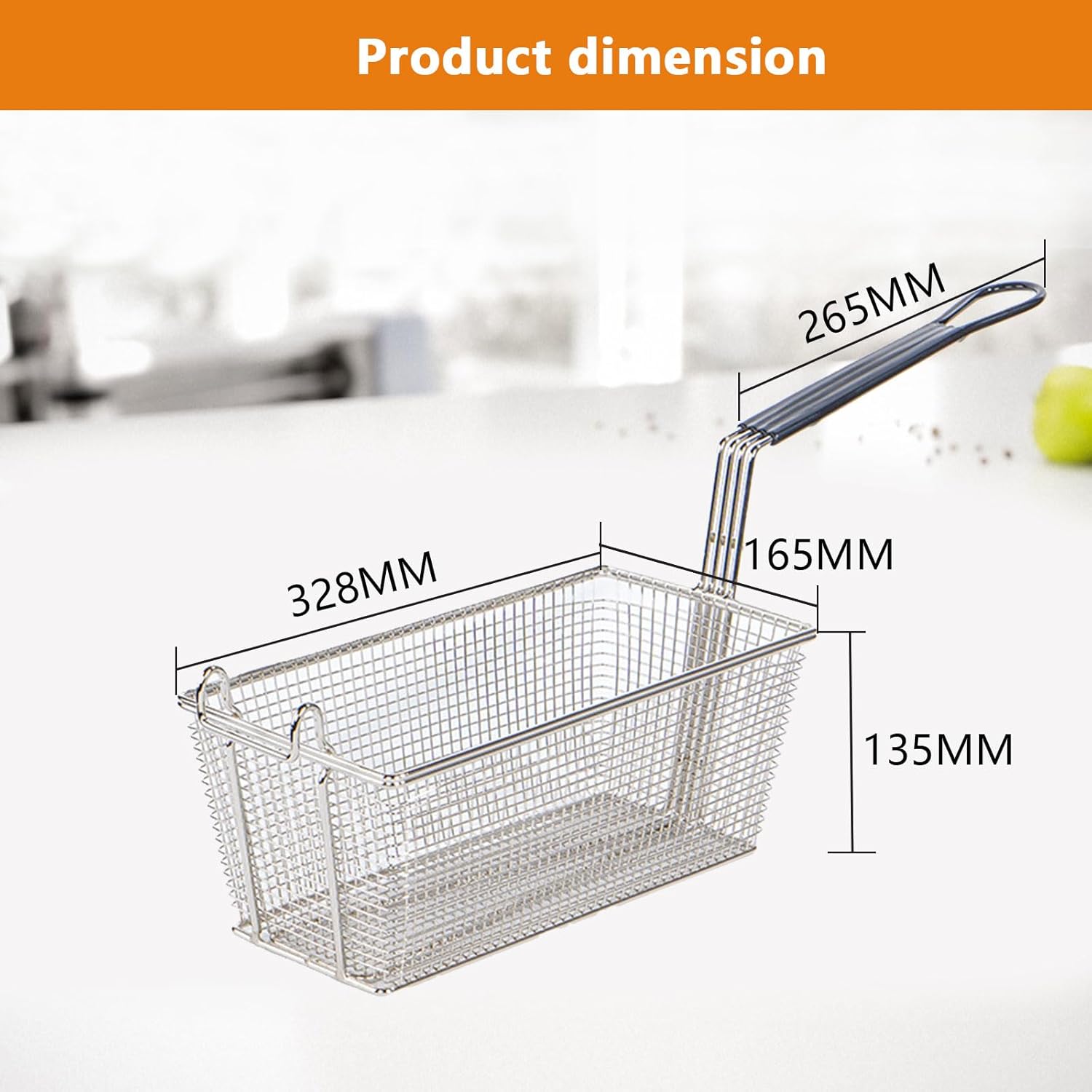AIZYR Deep Fryer Basket Commercial Frying Basket Fries Basket with Handle Square Frying Basket for Frying Kitchen Restaurant Home,2PCS