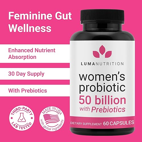 Miniatura 2 de Luma Nutrition Probióticos para mujeres con prebióticos - 50 mil millones de UFC - Formulados para apoyo digestivo, inmunológico y femenino - 60