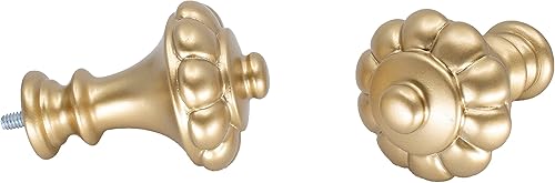 Miniatura 2 de Meriville Barra de cortina telescópica de doble ventana de 1 pulgada de diámetro, 36 a 72 pulgadas, remates de urna de castillo, acabado dorado real