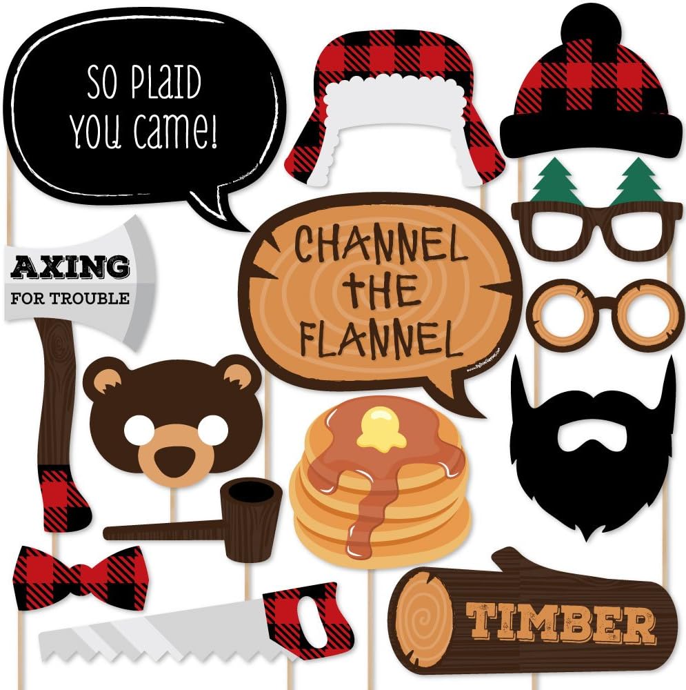 Lumberjack - Channel the Flannel Photo Booth Prop Kit, DIY Props - 20pc