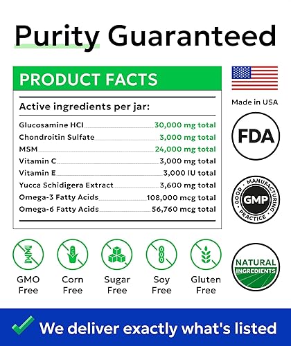 Miniatura 5 de BARK&SPARK Suplemento de glucosamina condroitina para cadera y articulaciones para perros - Alivio del dolor articular - Masticables de cadera y