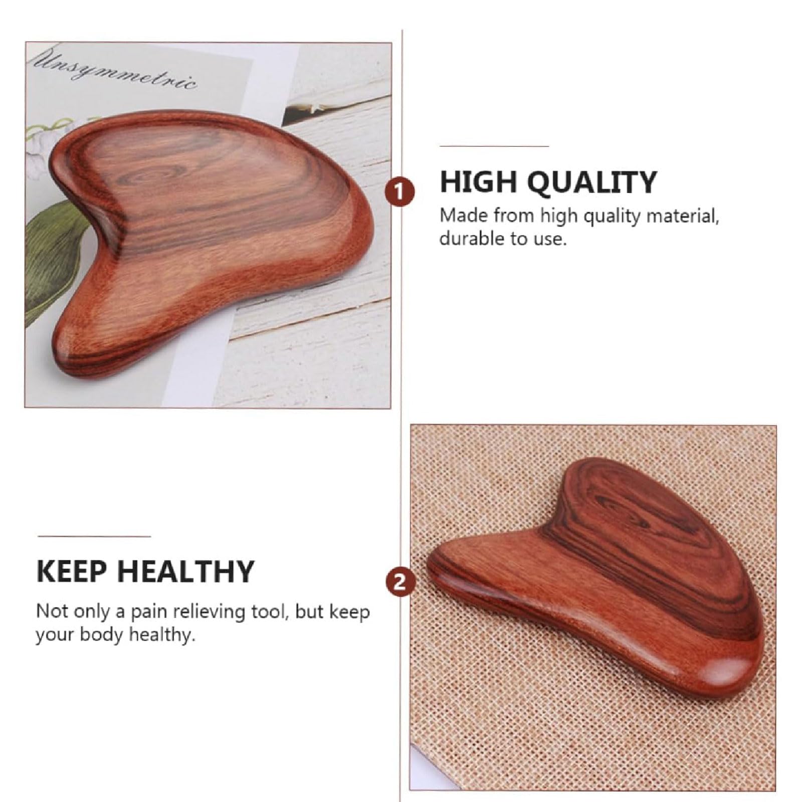 Junta Gua Sha Paquete de 3 Herramientas de Masaje de Tablero Gua Sha de Madera, Rodillo Facial, masajeador de Cuero cabelludo, Cuidado de la Piel Gua Sha Herramientas Gua Sha