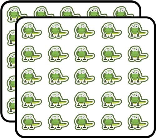 50 unidades de cocodrilo de dibujos animados tonto cocodrilo con ojos grandes verde blanco 1 "calcomanías calcomanías portátil portátil teléfono