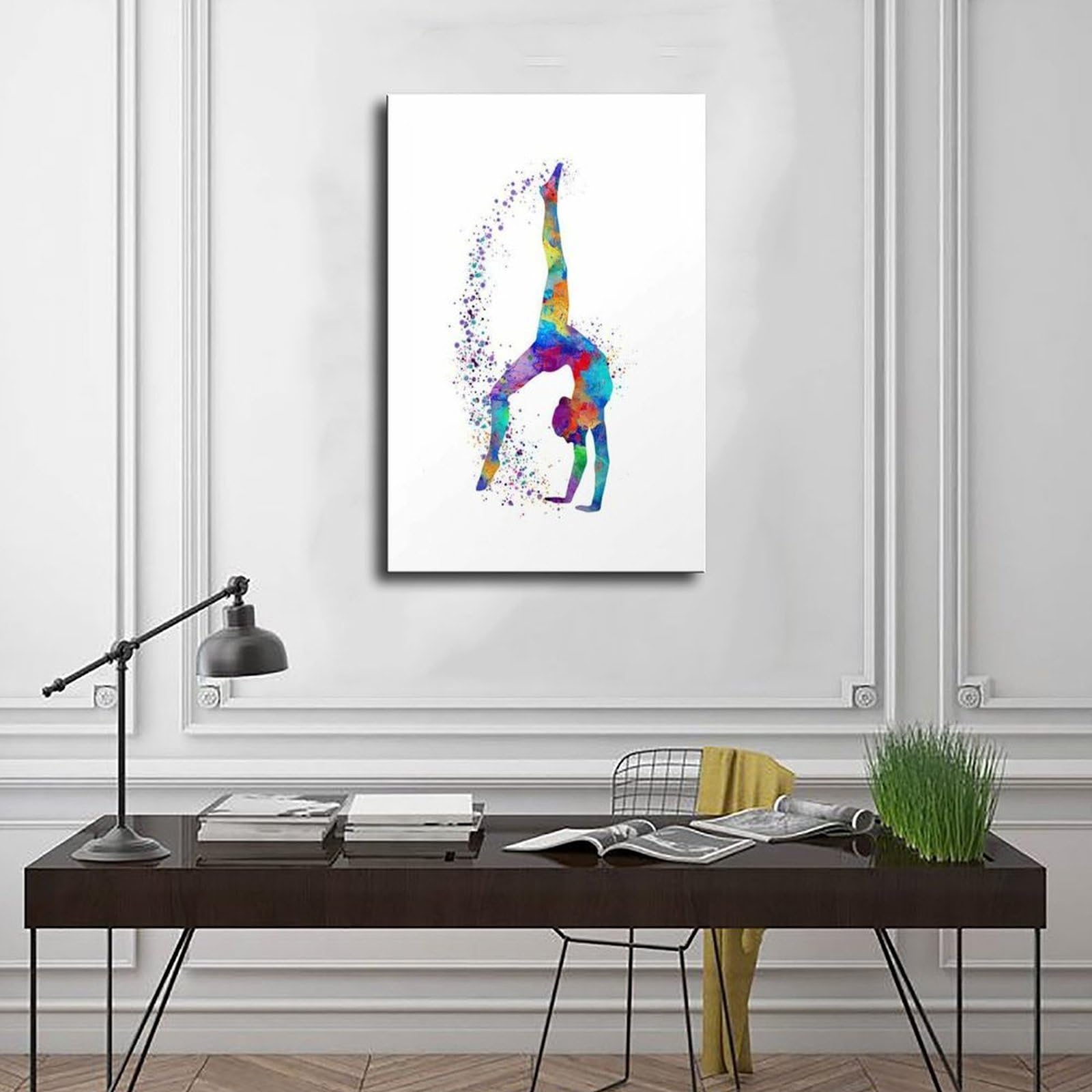 Impression sur toile de gymnastique pour femme, affiche de gymnastique rythmique pour décoration de chambre à coucher, bureau, cadre cadeau : 30 x 45 cm