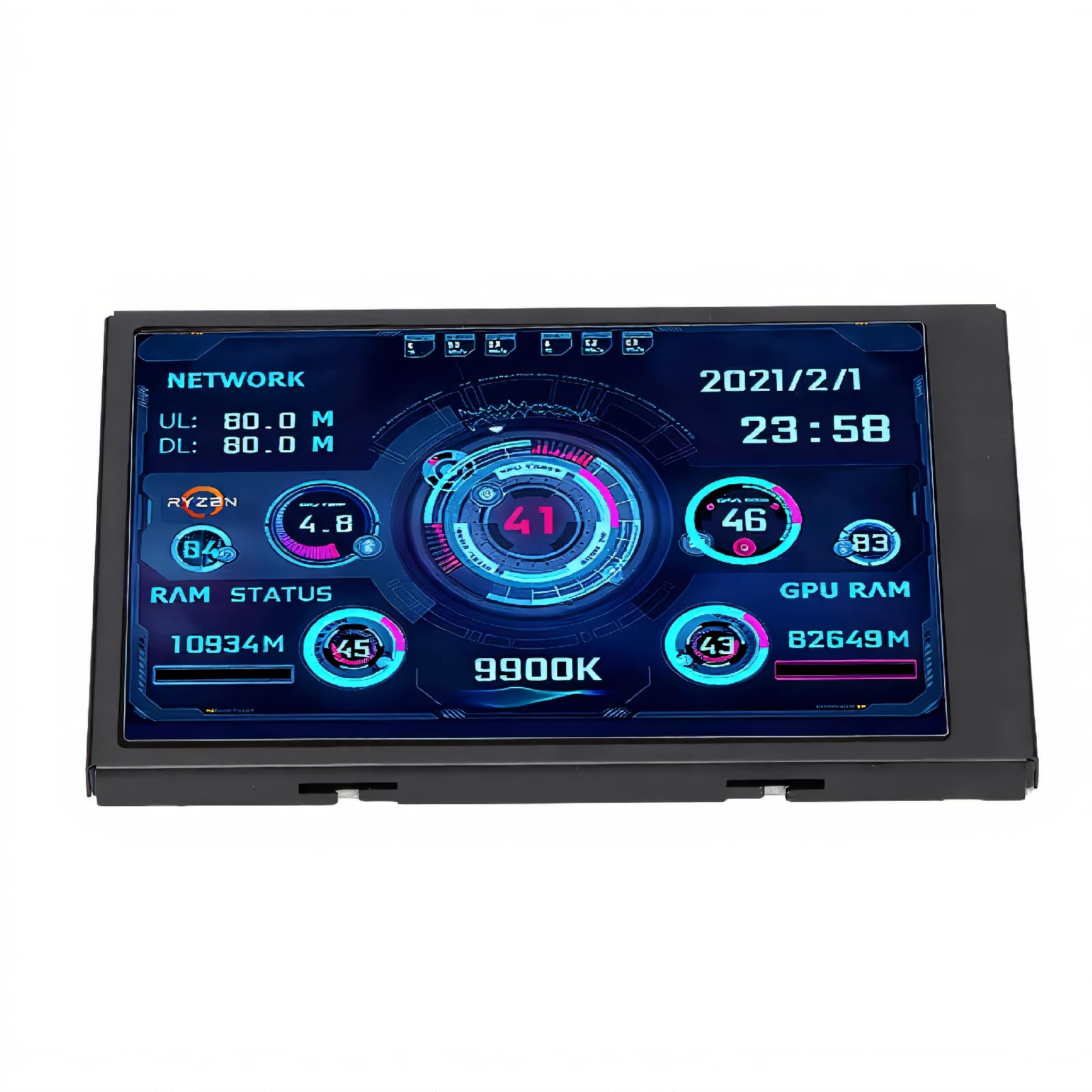 3.5 inch IPS USB Mini Screen, AIDA64 PC CPU RAM Data Monitor PC Sensor Panel 320x480 Mini Second Screen for CPU GPU RAM Usage and Temperature, Network Speed, Weather Forecast-image-37