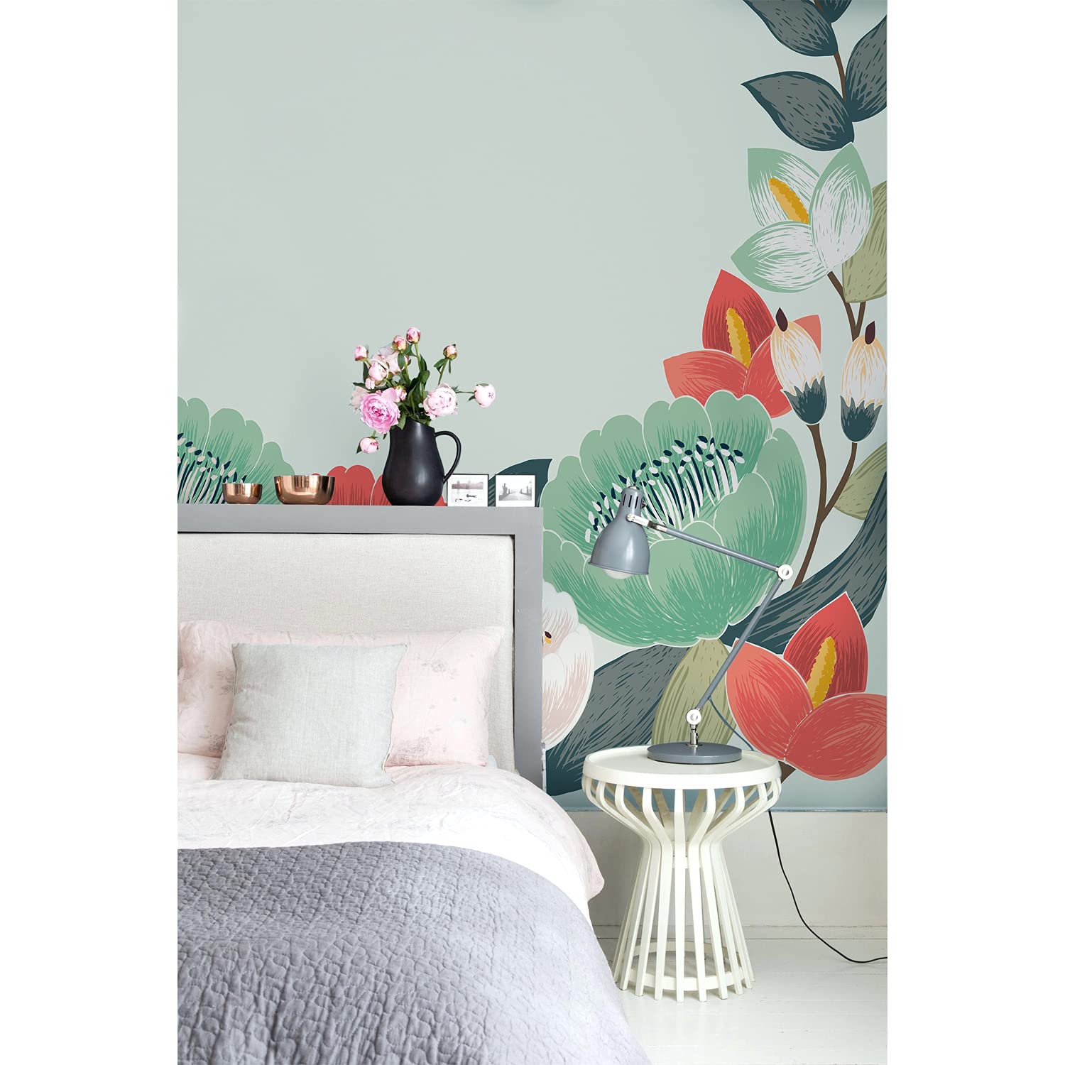 Papier Peint Floral Rouge 250x104cm Coloray pour Meuble et Murale de Salon