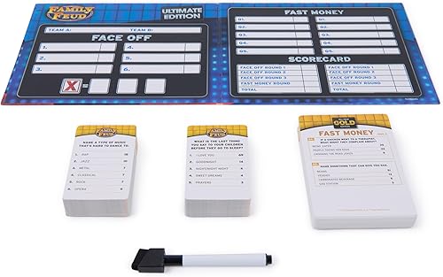 Miniatura 2 de Spin Master Games, Family Feud Ultimate Edition, incluye caja de almacenamiento de lata y 50 preguntas adicionales, juego de competencia amistoso,