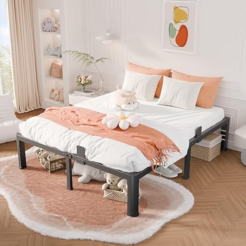 Miniatura 2 de Base de cama California King de 14 pulgadas con esquinas redondeadas y agujero para cabecero, retenedores de colchón de 3500 libras, soporte