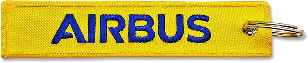 Lavero Airbus Yellow Air Keychain Embroidered Yellow for Backpack, Keychains, Suitcases, Made of Quality Polyester