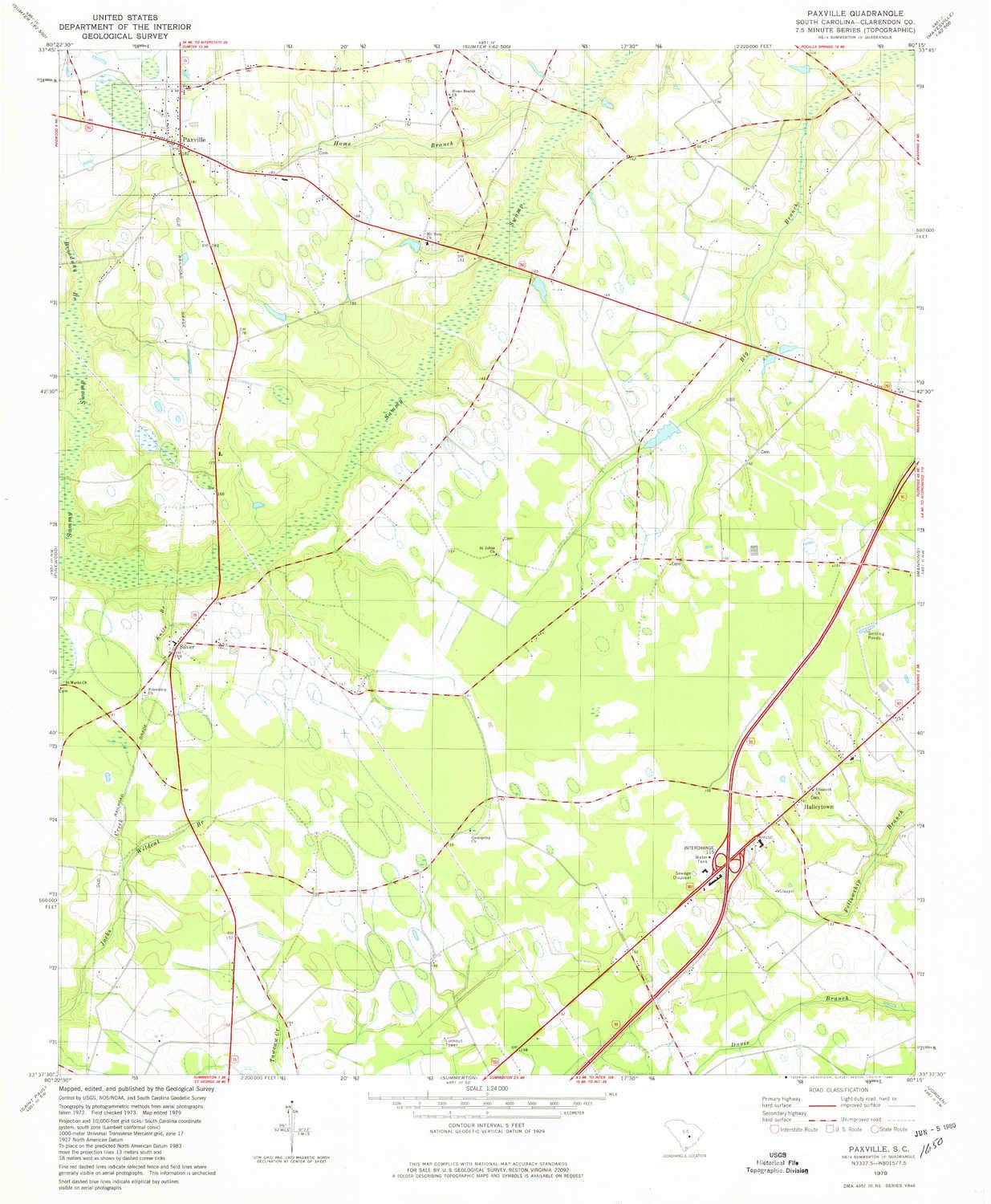 YellowMaps Paxville SC topo map, 1:24000 Scale, 7.5 X 7.5 Minute, Historical, 1979, Updated 1980, 26.7 x 22 in - Polypropylene