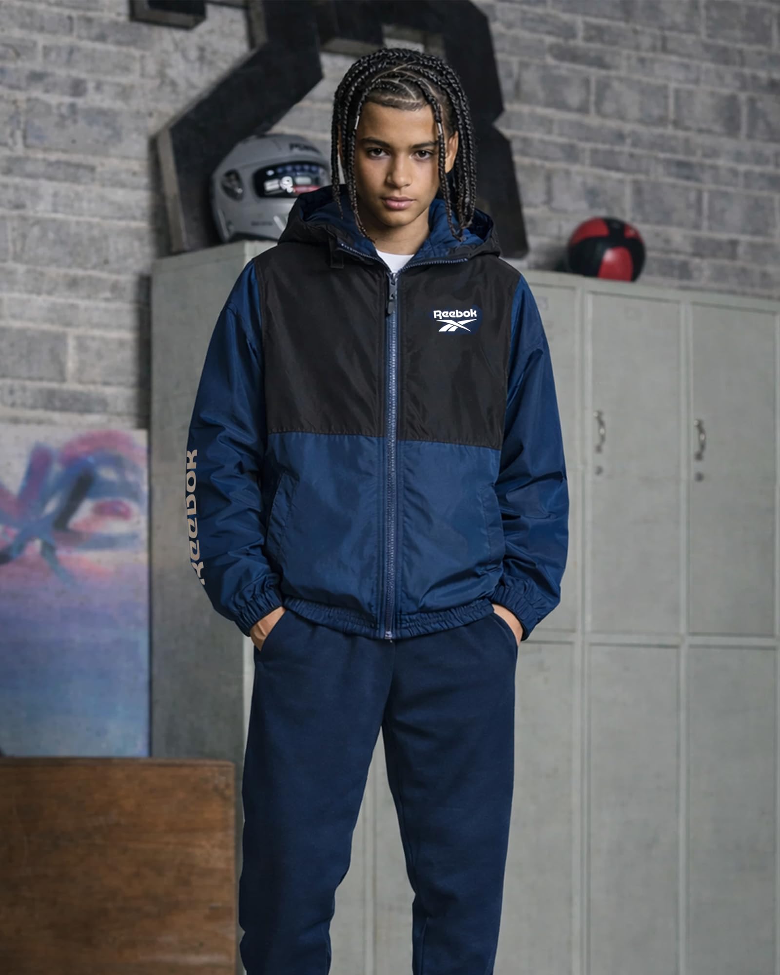 Reebok Jungen B Windbreakr Pol Flc Oberbekleidungsjacken