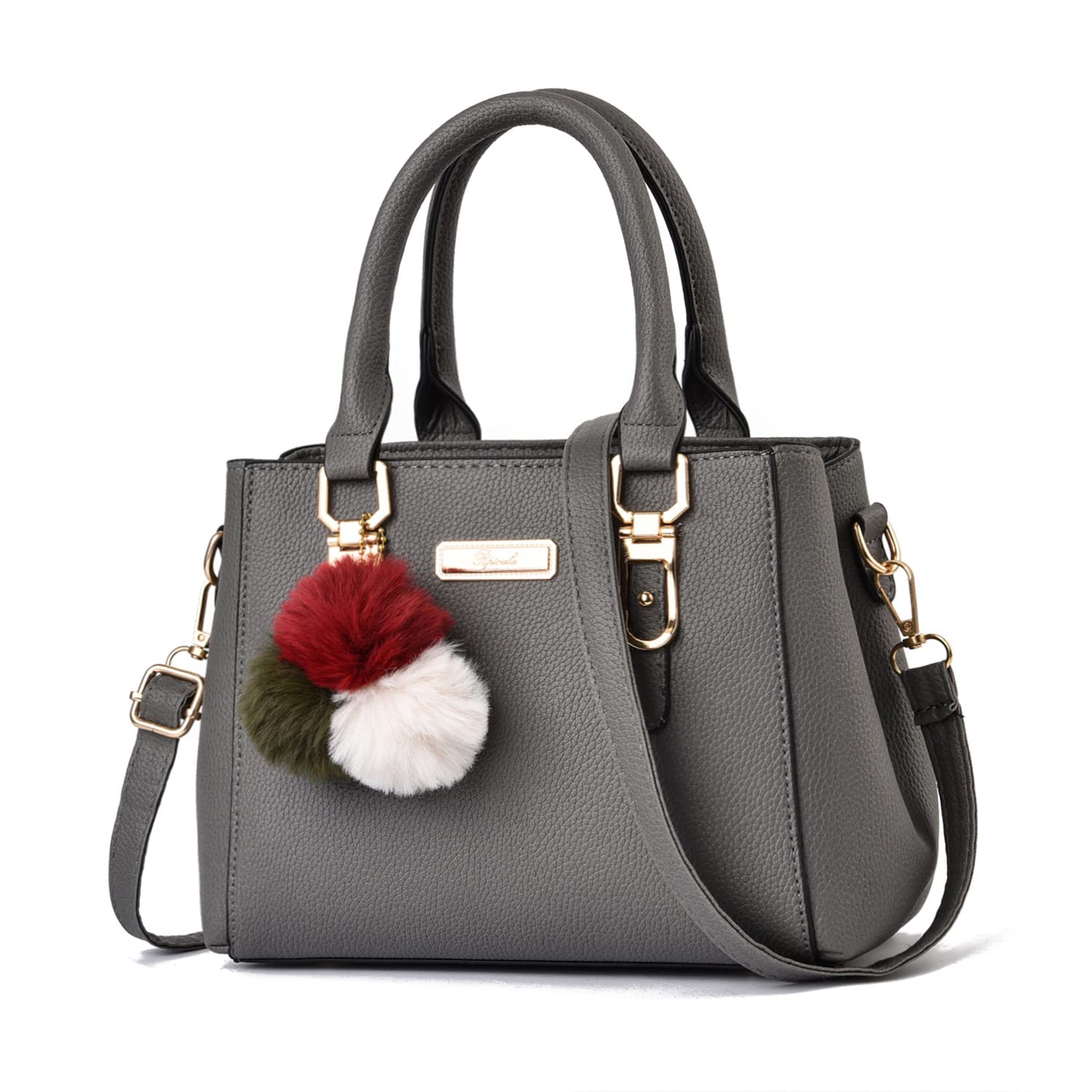 Cllym Luxury Vintage Leather Women's Crossbody Handbag, Dark Gray, 23x14x18cm