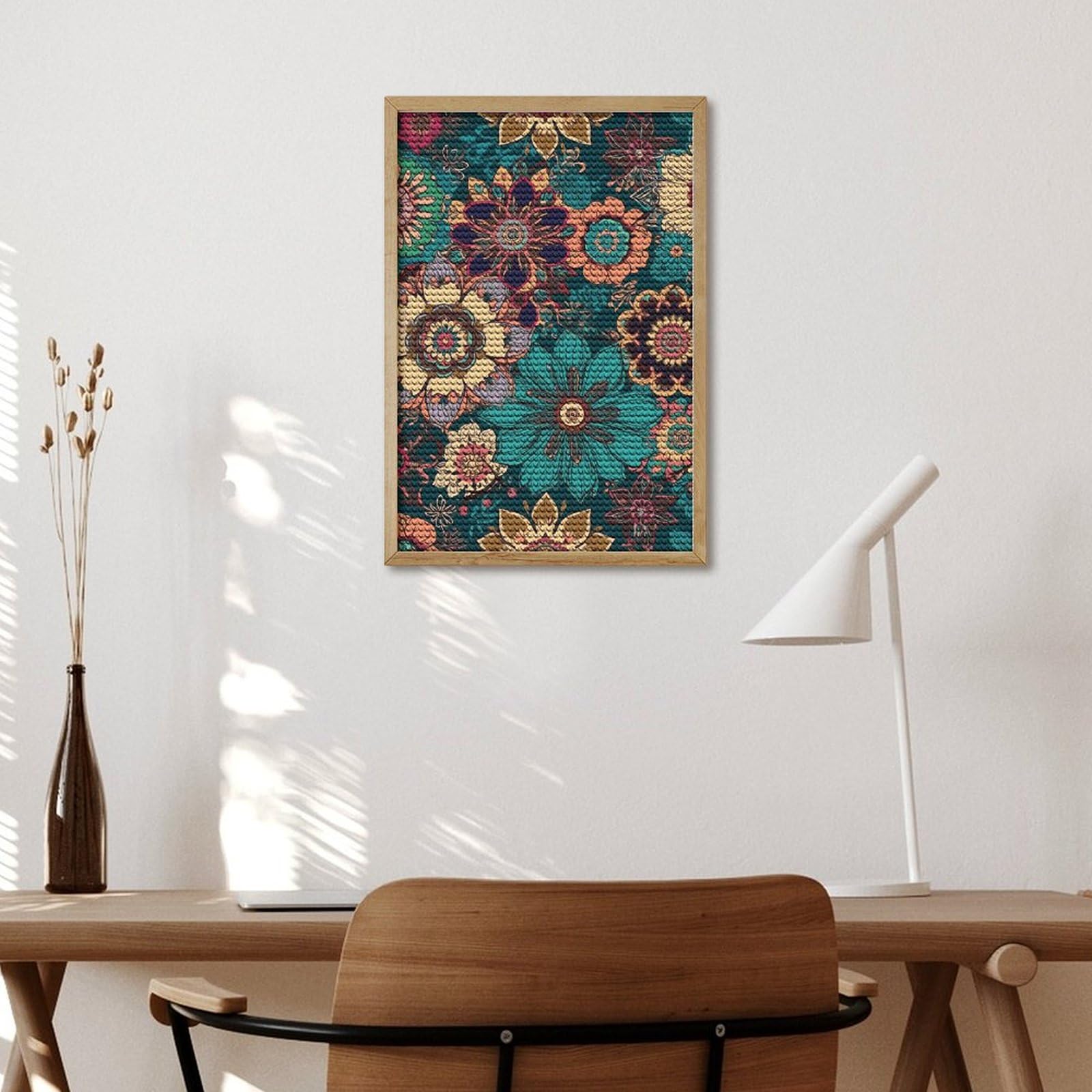 Kit Peinture Diamant à Suspendre – Motif Fleurs Et Fées – Décoration Murale DIY 20x20 Cm – Activité Antistress
