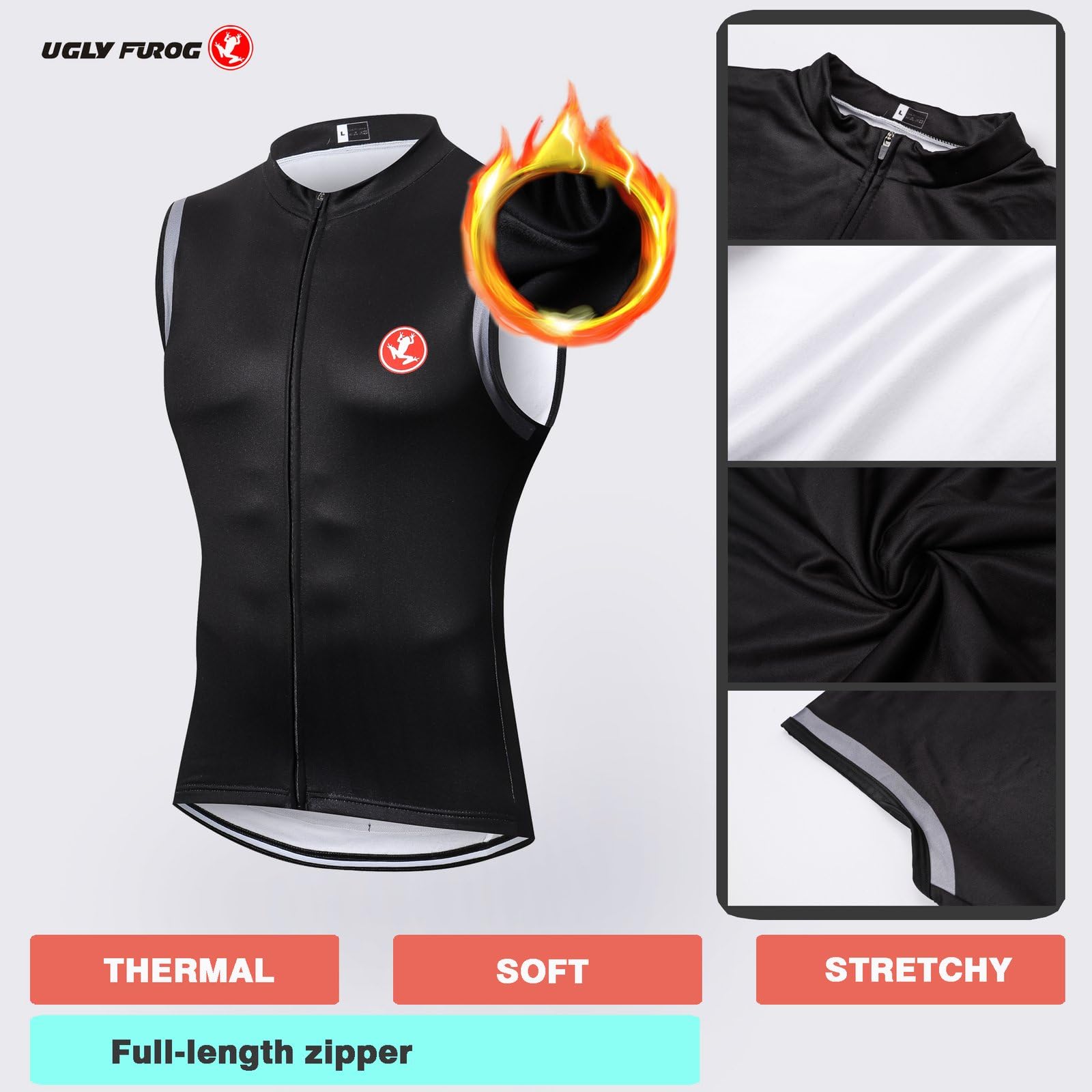 UGLY FROG Fahrradweste Winter Radwesten Herren Ärmellos Rennrad Trikot Thermo Vlies Fahrradtrikot Fahrradbekleidung Warm Schweiß MJRMH01