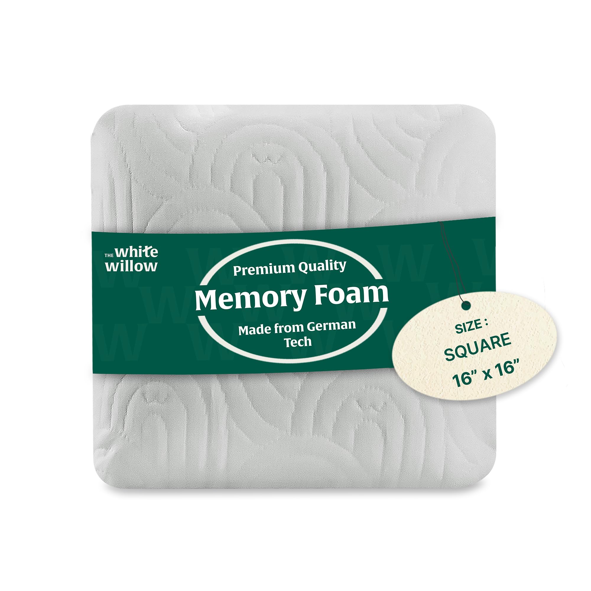 The White Willow Memory Foam Cushion for Car, Sofa, Diwan, Bed, Chair & Couch-Premium Decorative for Sofa-Throw Pillow-Square for Back Support-Soft-Standard-16x16 Inch