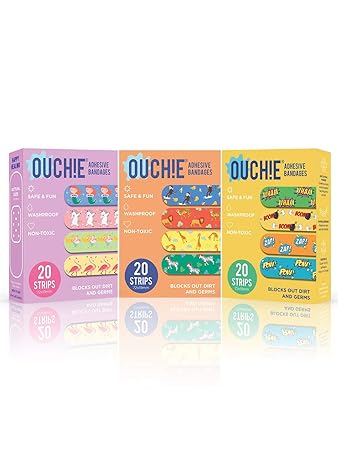 Aya Papaya Ouchie Non-Toxic Printed Triple Combo (60 Pack) - Lavender, Orange, Yellow
