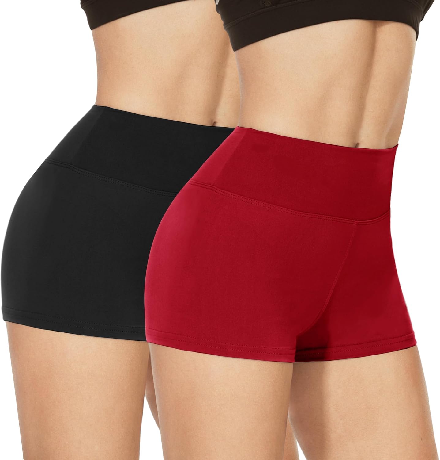 NexiEpoch 2 Pack Biker Shorts for Women - 3"/5" Booty Volleyball High Waisted Black Spandex Shorts for Yoga Dance Workout