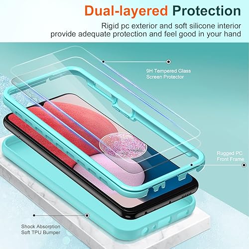 Miniatura 30 de LeYi Funda para teléfono Galaxy A13 5G: Funda Samsung Galaxy A13 5G con [2 protectores de pantalla de vidrio templado], funda protectora de silicona