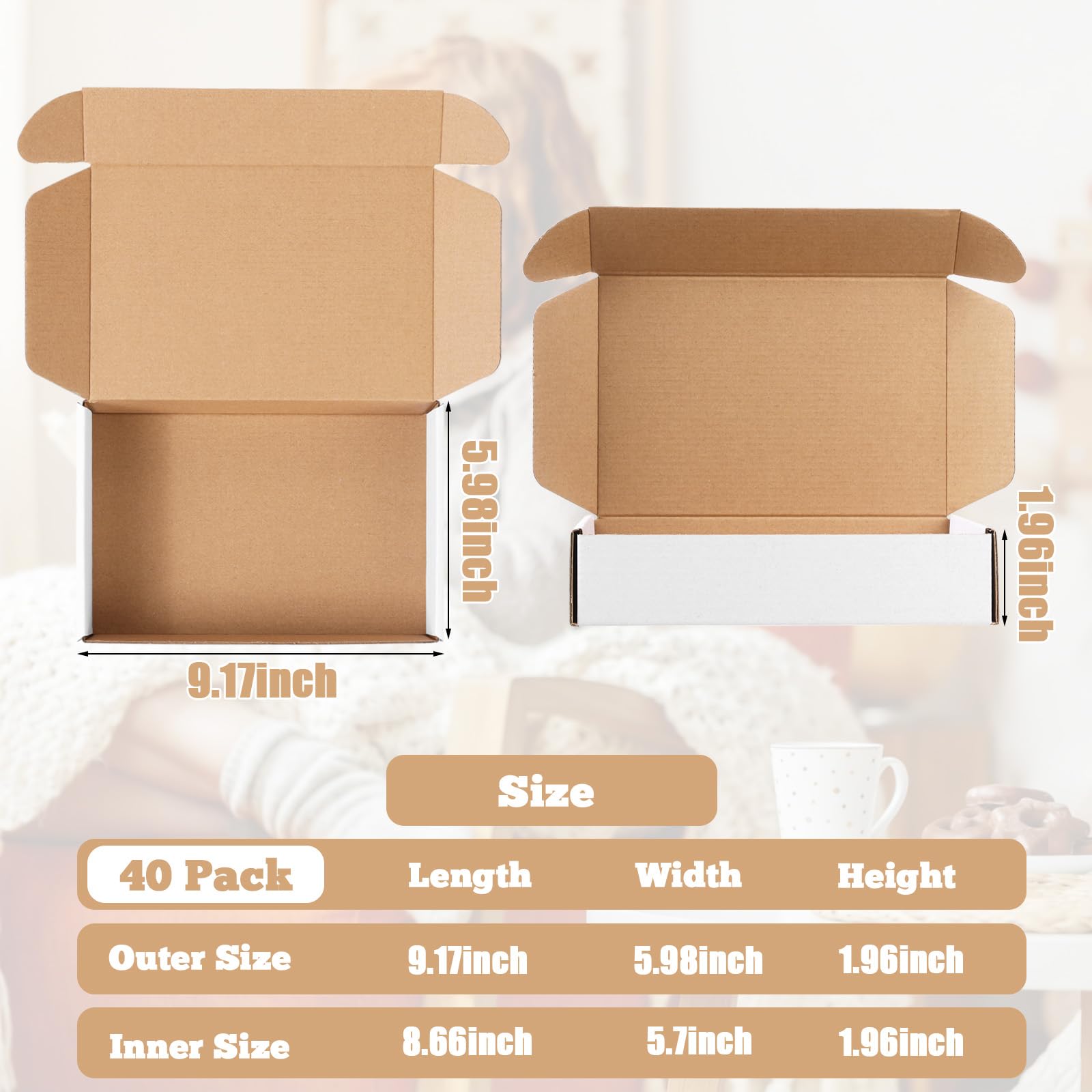 40 cajas de envío de cartón corrugado, cajas de embalaje para embalaje, almacenamiento de mudanzas, artículos pequeños, cajas de envío pequeñas (9 x 6 x 2)