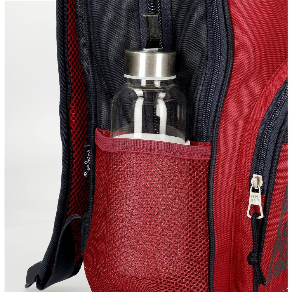 Pepe Jeans Clark Mochila Escolar Doble Compartimento con Carro Rojo 30x40x12 cms Poliéster 15,6L