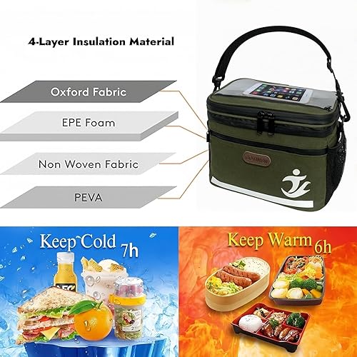 Miniatura 6 de Bolsa frontal para bicicleta, bolsa de manillar aislada para bicicleta con soporte para teléfono para pantalla táctil, bolsa de tubo de marco de 5