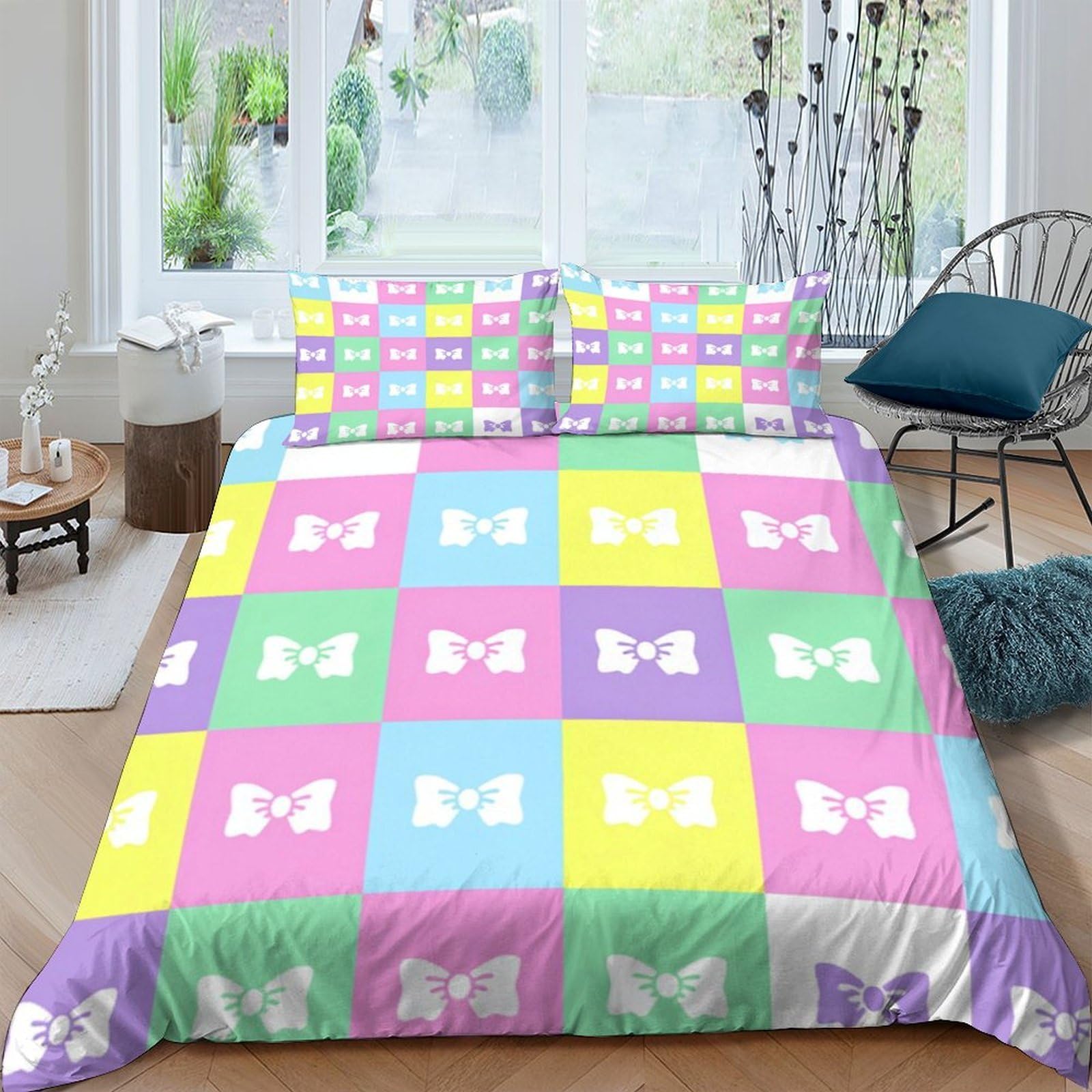 Ctjqhvkz Style-3 3D Printed Colorful Butterfly Fitted Sheet Microfiber Soft Pastel Mosaic Bed Sheet For Bedroom Guest Room Dorm Mattress Protection Single（135X200cm）