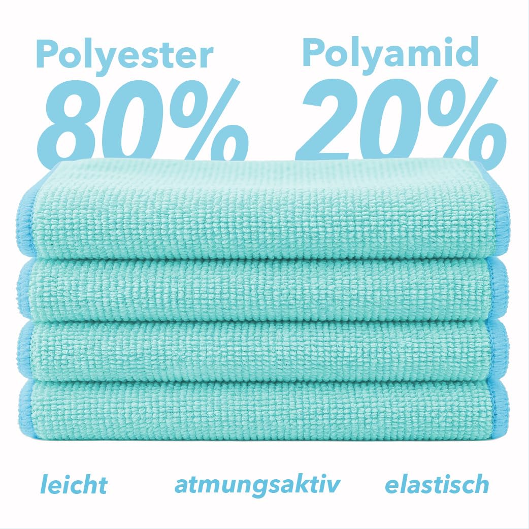 G.I.V. 50x Mikrofaser Reinigungstücher Hellblau 250gsm - Microfasertücher 40x40cm, Streifenfrei & Saugstark - Lappen für Haushalt, Gastronomie, Auto, Werkstatt - Putztücher 4-Farb-System
