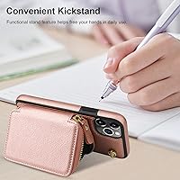 Vista 6 de Bocasal Funda tipo cartera cruzada para iPhone 11 Pro Max, funda de piel con bloqueo RFID y soporte para tarjetas, funda protectora con cremallera