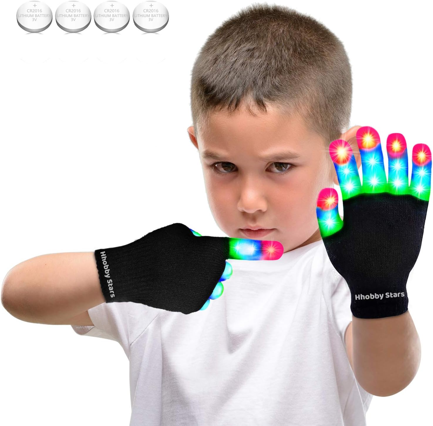 LED Flashing Finger Lighting Gloves, Colorful Light Up Toys with Extra Batteries for Kids 3 4 5 6 7 8 9 10 Years Old,Camping Outdoor Games Dark Party Favors Sensory Glow Toys, Best Gift for Christmas