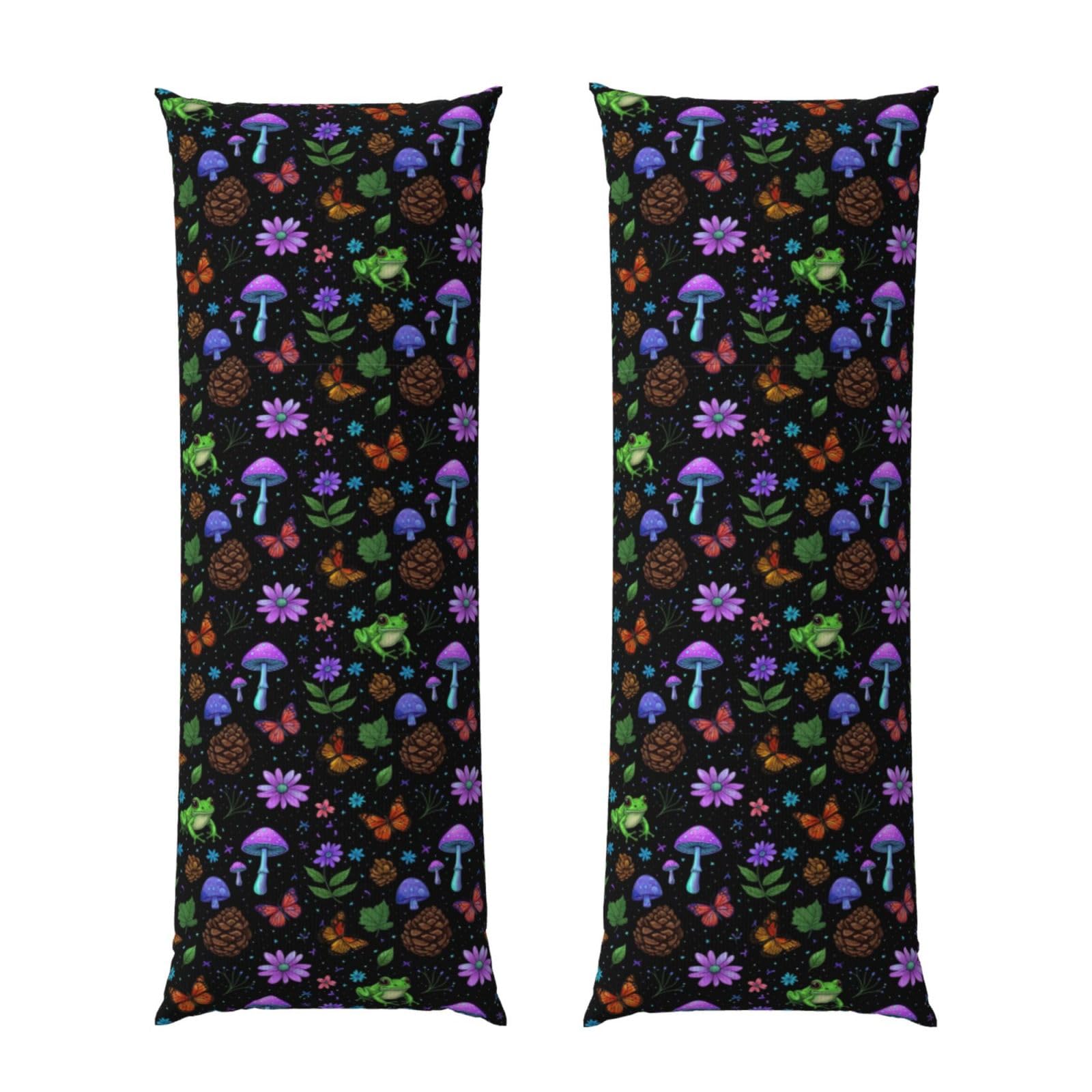 Long Pillow Cover 20x60 Inch, Goth Moon Frogs Moth Magical Mushroom Leaves, Premium Quality Body Pillowcase with Hidden Zipper, Soft Breathable for Men Women Bed Sofa