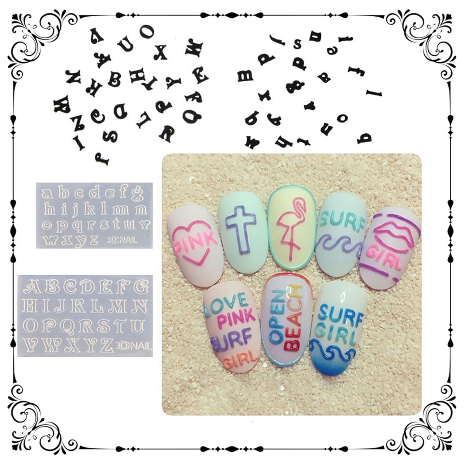 5 Pack 3D Nail Molds, Silicone Letters & Numbers Nail Art Mold - Decorative Mini Nail Silicone Mould Nail Charm Molds Making Tool