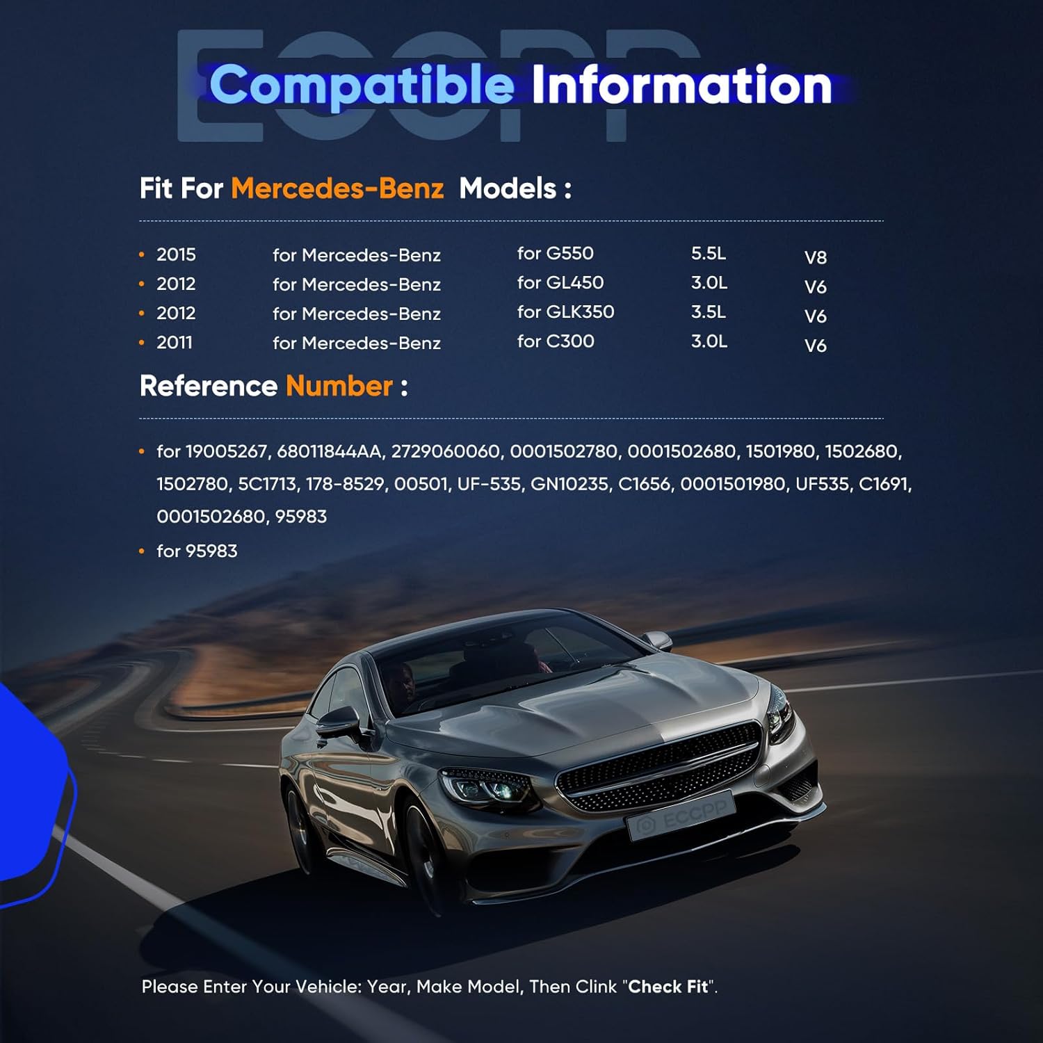 ECCPP UF535 8 ignition coils with 8 iridium Spark Plugs for Dodge for Mercedes-Benz Sprinter 2500 3500 C280 C350 CL550 CLS550 SL550 2011 2012 2015 2.5L 3.0L 3.5L 4.6L 5.5L V6 V8 UF535 UF585 95983