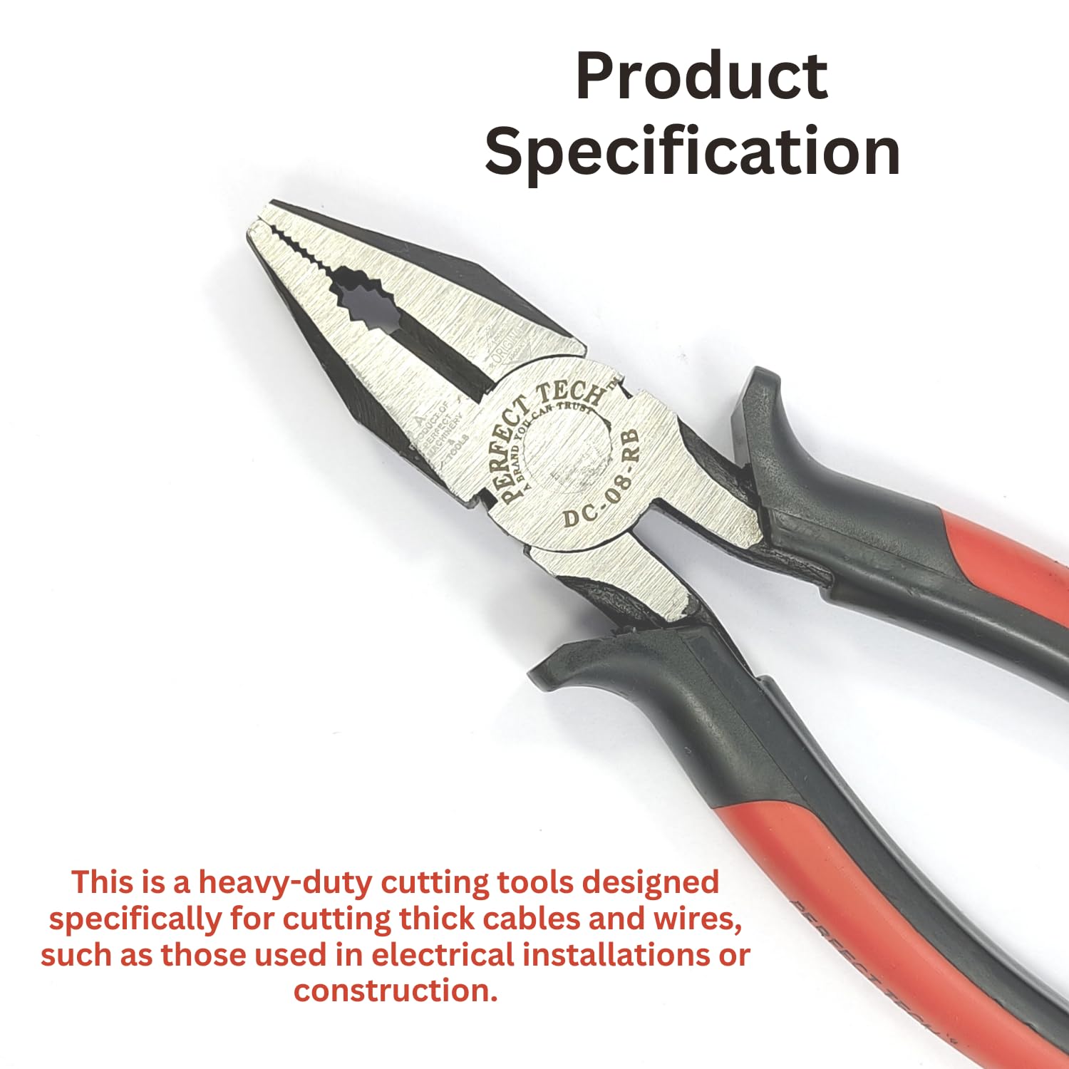 PERFECT TECH Combination Cutting Plier Set 2 Pcs | Anti Slip Grip | Spanner Cutting | Plier Tool Kit | Pliers original | 205MM/ 8 Inch | Phosphate Finishing | Sturdy Steel Insulated Lineman 1