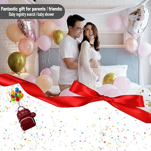 Miniatura 5 de BosiBozi - Mochila para pañales con cambiador, impermeable y resistente al polvo, bolsa de bebé para mamá, Rojo -, Grande, Bolsa de pañales con