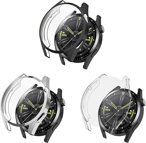 Miniatura 8 de FitTurn Funda protectora compatible con Huawei Watch GT3 GT 3 de 1.654 in, funda de TPU suave ultrafina protectora parachoques (C)