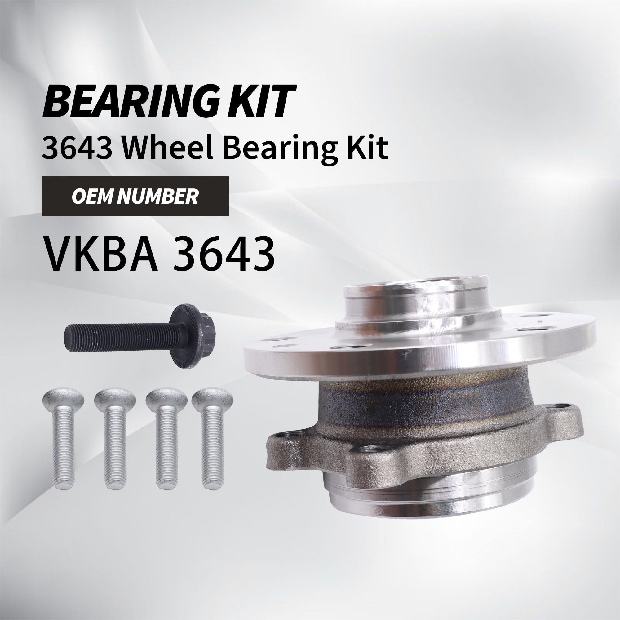 1T0498621 Radlager Radlagersatz unterstützt die ABS VKBA 3643 Funktion Position Vorderachse Kompatibel mit A3 Q3 TT BEETLE CC EOS GOLF GTI JETTA CITY PASSAT R32 RABBIT TIGUAN