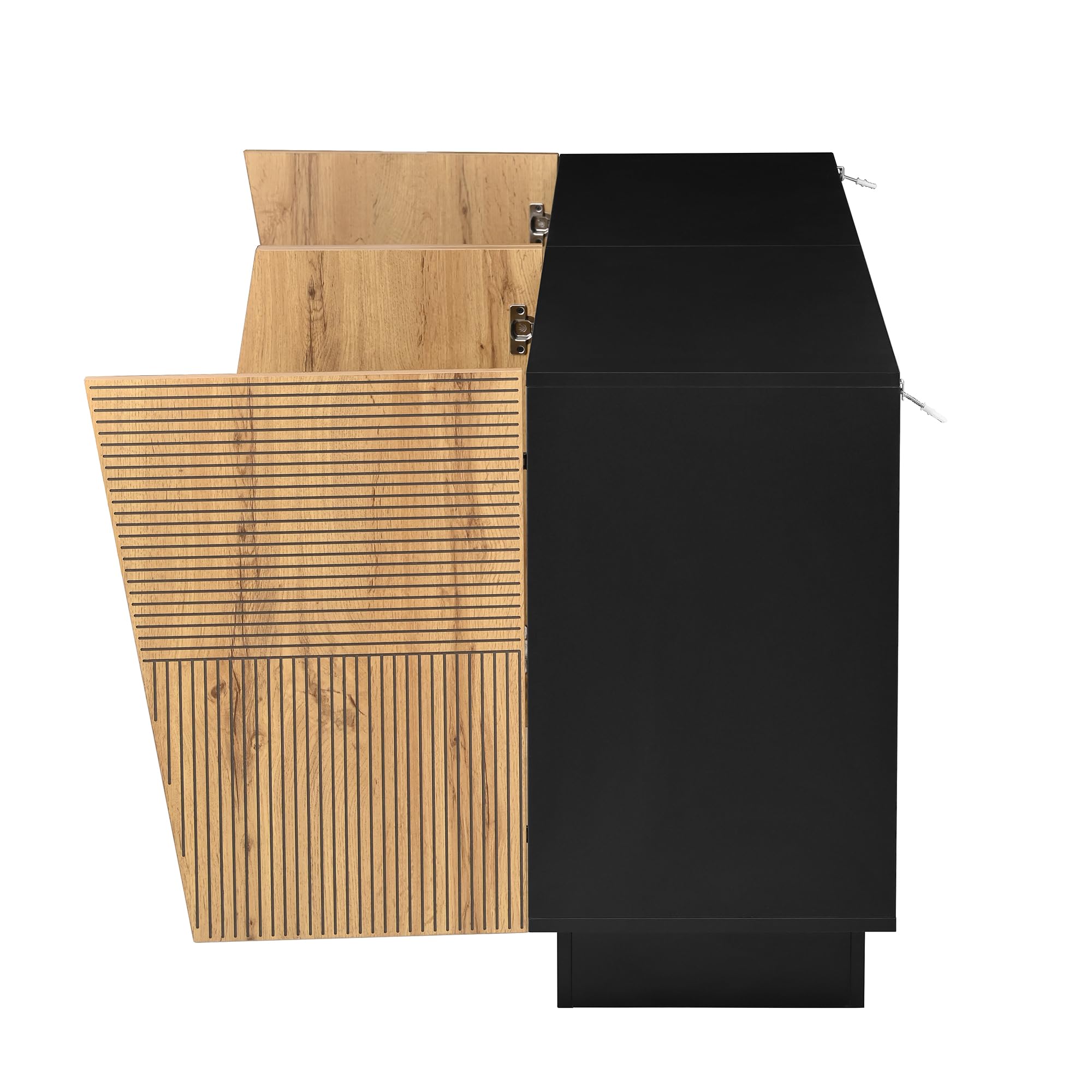 vutizal Aparador blanco con diseño geométrico y curvas, mueble de comedor grande, armario con bisagras silenciosas – Moderno aparador para sala de estar, 160 cm